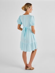 JoJo Maman Bébé Turquoise Stripe Maternity & Nursing Dress - Image 3 of 4