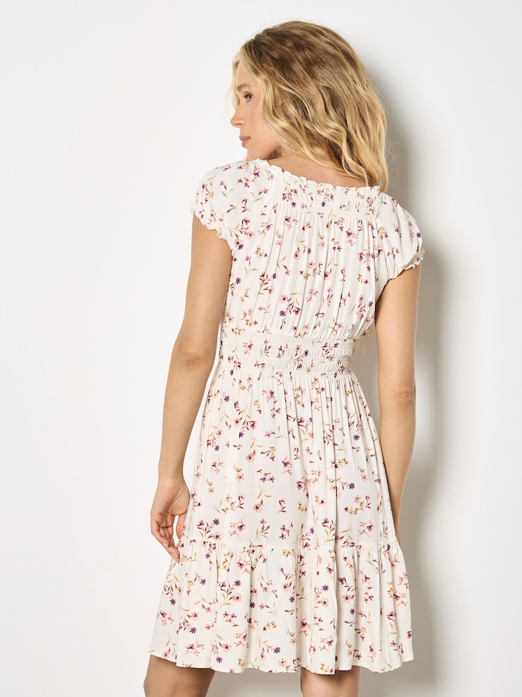 Crema - Apricot Vintage Floral Mini Dress - Imagen 2 de 4