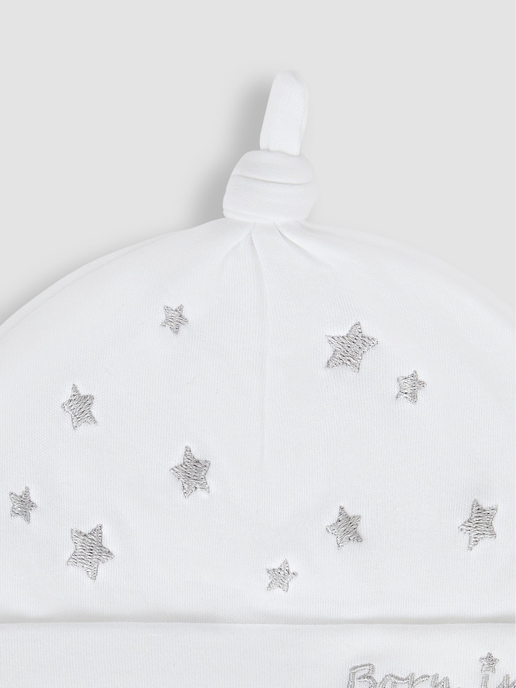 JoJo Maman Bébé White Born In 2024 Embroidered Hat - Image 3 of 3