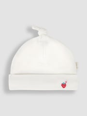 JoJo Maman Bébé White Strawberry Embroidered Cotton Baby Hat - Image 2 of 4