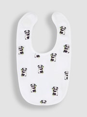JoJo Maman Bébé White Panda Embroidered Bibs - Image 1 of 3