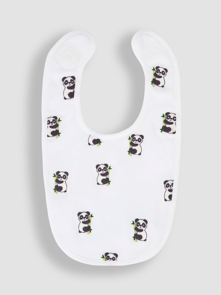JoJo Maman Bébé White Panda Embroidered Bibs - Image 1 of 3