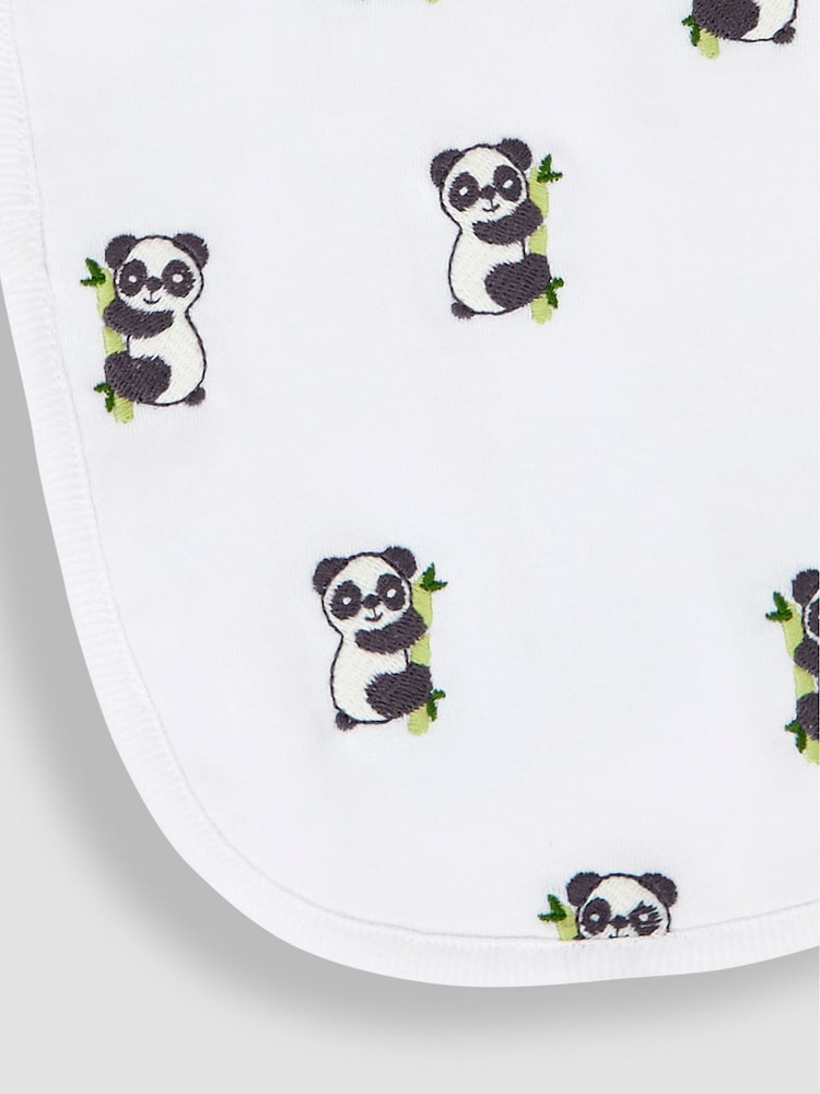 JoJo Maman Bébé White Panda Embroidered Bibs - Image 2 of 3