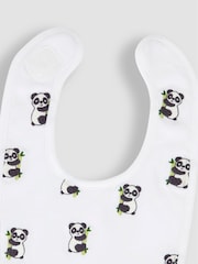 JoJo Maman Bébé White Panda Embroidered Bibs - Image 3 of 3