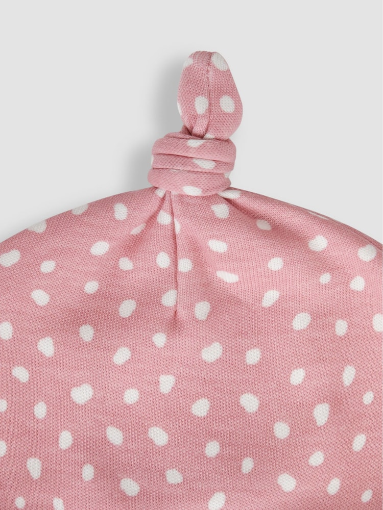 JoJo Maman Bébé Pink Spot Print Cotton Baby Hat - Image 3 of 3 JoJo Maman Bébé Pink Spot Print Cotton Baby Hat - Image 3 of 3