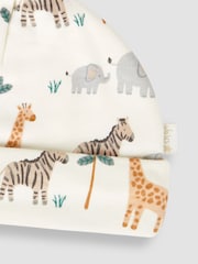 JoJo Maman Bébé Cream Safari Print Baby Hat - Image 3 of 3