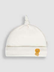 JoJo Maman Bébé Cream Lion Embroidered Cotton Baby Hat - Image 1 of 4