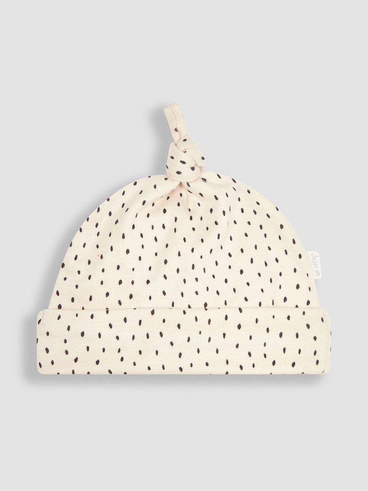 JoJo Maman Bébé Stone Spot Print Cotton Baby Hat - Image 1 of 3
