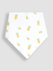JoJo Maman Bébé White/Blue Lemon 3-Pack Cotton Baby Dribble Bibs - Image 3 of 4