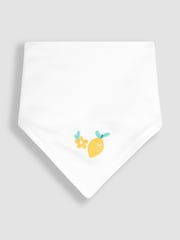 JoJo Maman Bébé White/Blue Lemon 3-Pack Cotton Baby Dribble Bibs - Image 4 of 4