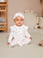 JoJo Maman Bébé Cream Cherry Print Turban - Image 1 of 3