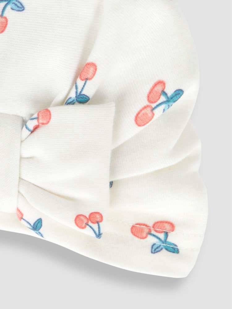 JoJo Maman Bébé Cream Cherry Print Turban - Image 2 of 3