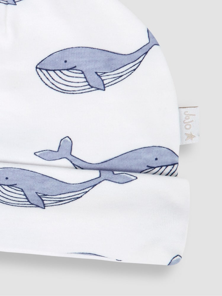 Wal, blau - JoJo Maman Bébé Babymütze aus Baumwolle mit Print - Bild 2 von 3 Wal, blau - JoJo Maman Bébé Babymütze aus Baumwolle mit Print - Bild 2 von 3