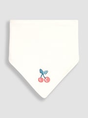 JoJo Maman Bébé White/Red Cherry 3-Pack Cotton Baby Dribble Bibs - Image 2 of 4