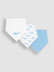 JoJo Maman Bébé Blue Whale 3-Pack Baby Dribble Bibs - Image 1 of 4