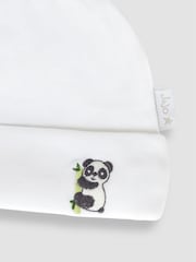 JoJo Maman Bébé White Panda Embroidered Cotton Baby Hat - Image 3 of 3