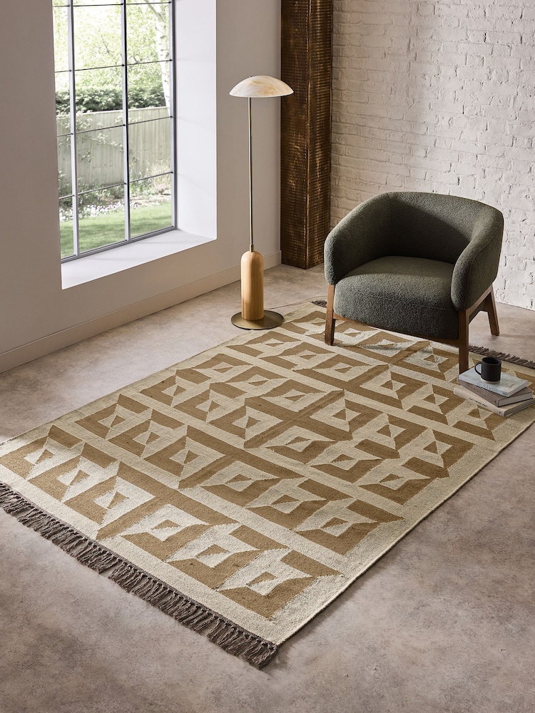 French Connection Mocha Sundial Wool Flatweave Rug - Image 1 of 4