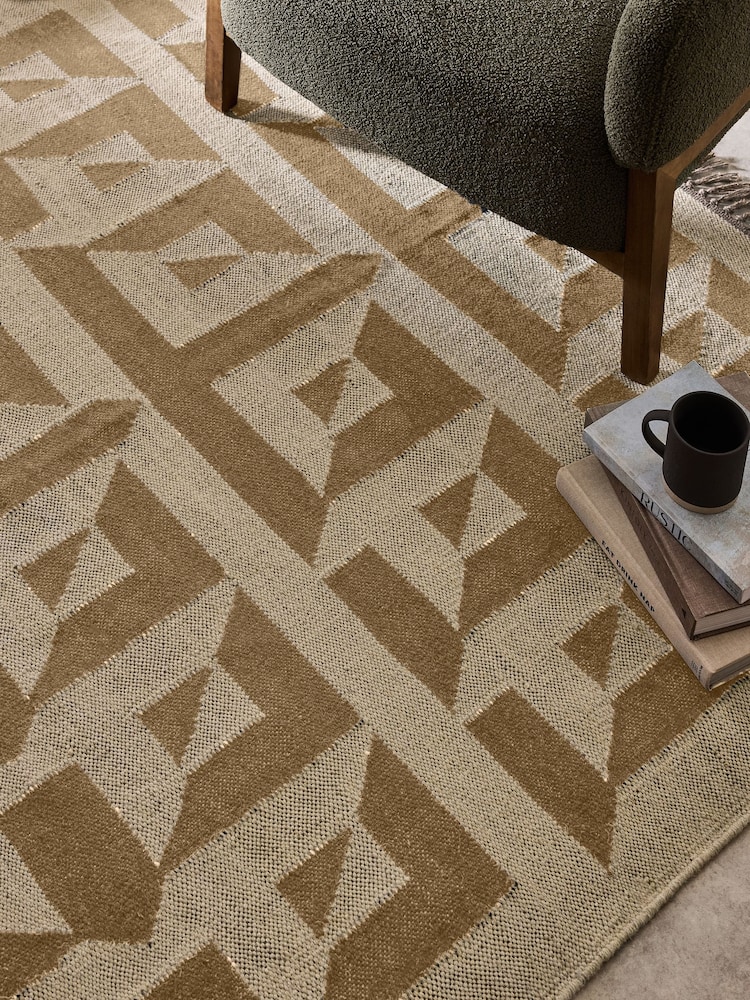 French Connection Mocha Sundial Wool Flatweave Rug - Image 2 of 4