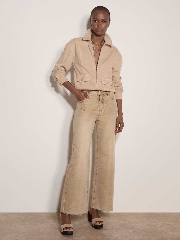 Apricot Natural Herringbone Cotton Bomber Jacket - Image 2 of 6