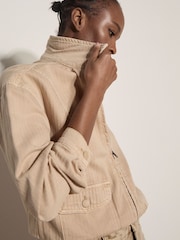 Apricot Natural Herringbone Cotton Bomber Jacket - Image 4 of 6