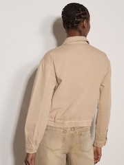 Apricot Natural Herringbone Cotton Bomber Jacket - Image 5 of 6