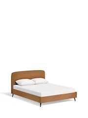 Natural Caramel Soft Velvet Matson Upholstered Bed Frame - Image 6 of 7