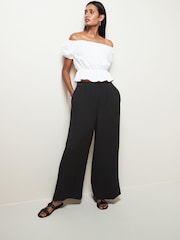 Black Textured Sheer Wide Leg Trouser - Image 2 of 6