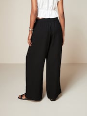 Black Textured Sheer Wide Leg Trouser - Image 3 of 6