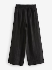Black Textured Sheer Wide Leg Trouser - Image 5 of 6