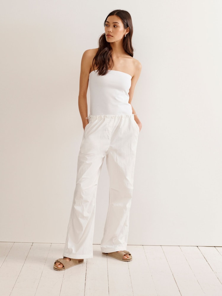 White Clean Waist Cargo Parachute Trousers - Image 1 of 1
