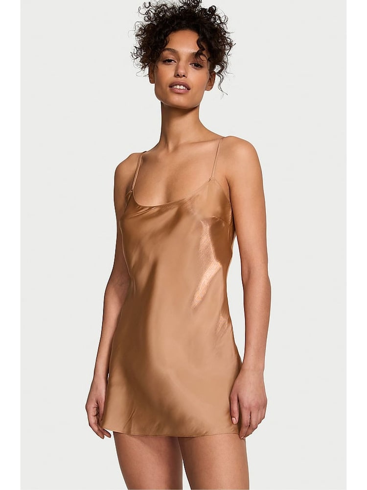 Victoria's Secret Toffee Nude Organza Mini Slip Dress - Image 1 of 3