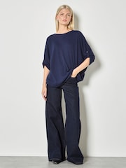 Apricot Blue Waffle Knit Button Detail Top - Image 3 of 4