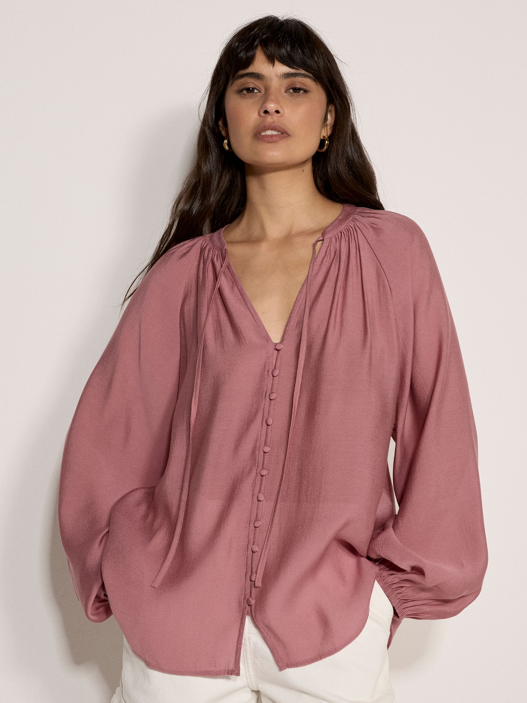 Buy Apricot Purple Lightweight Balloon Sleeve Blouse from the Next