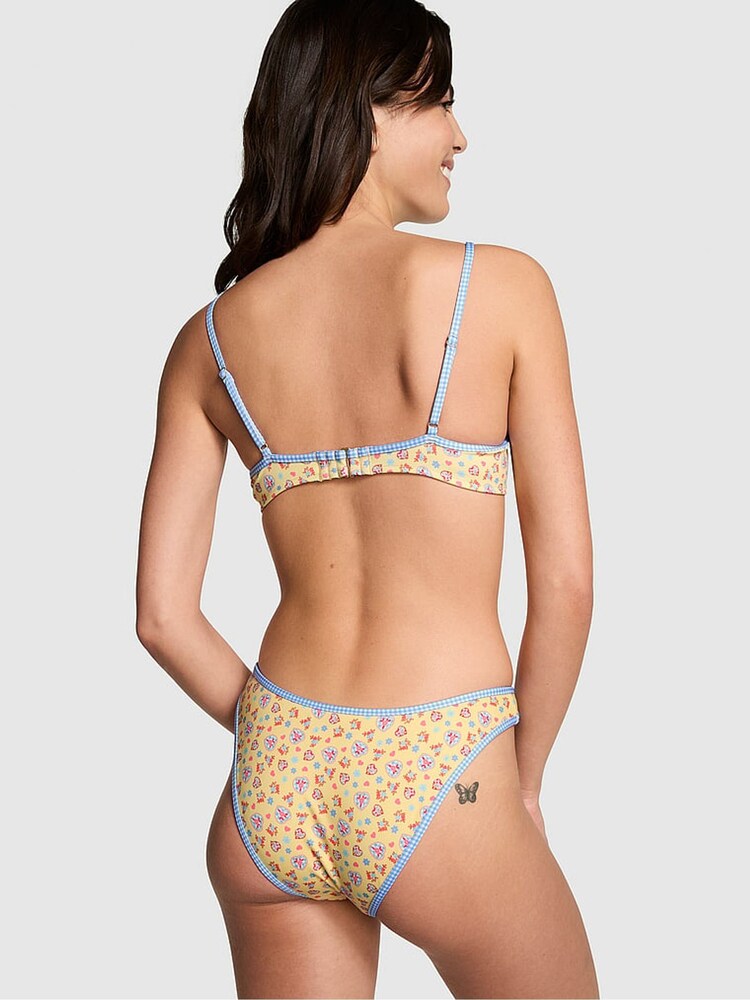 Victoria's Secret PINK Heart Charm Yellow Brazilian Frankies Bikinis Golden Hour Bikini Bottom - Image 2 of 3