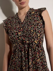 Apricot Black Ruffle Floral Mini Dress - Image 3 of 4