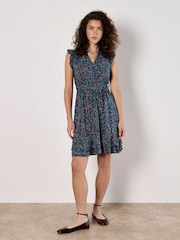 Apricot Blue Ruffle Floral Mini Dress - Image 3 of 4
