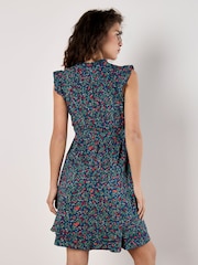 Apricot Blue Ruffle Floral Mini Dress - Image 4 of 4