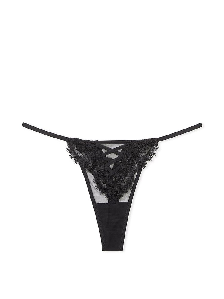 Victoria's Secret Black Thong Embroidered Knickers - Image 3 of 3