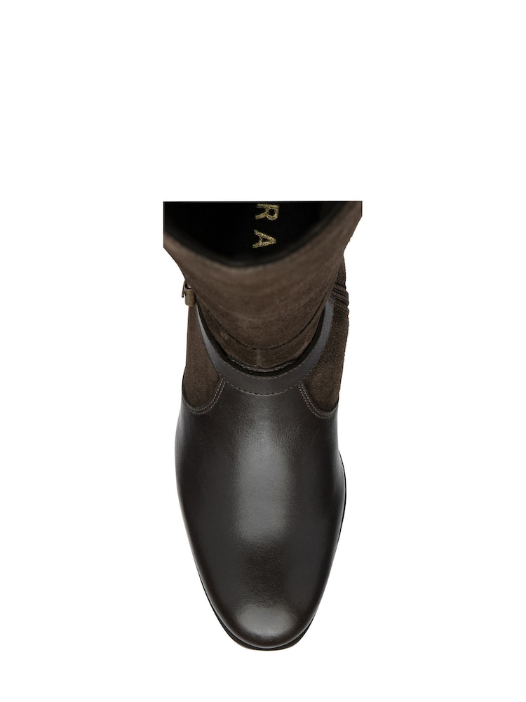 Ravel Brown Leather & Suede Zip-Up Knee High Boots - Image 4 of 4