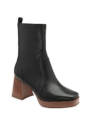 Ravel Black Block-Heel Zip-Up Mid-Calf Boots - Image 1 of 4