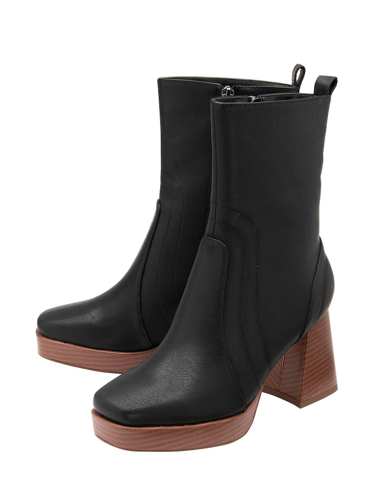 Ravel Black Block-Heel Zip-Up Mid-Calf Boots - Image 2 of 4