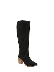 Ravel Black Suede Zip-Up Knee High Boots - Image 1 of 4