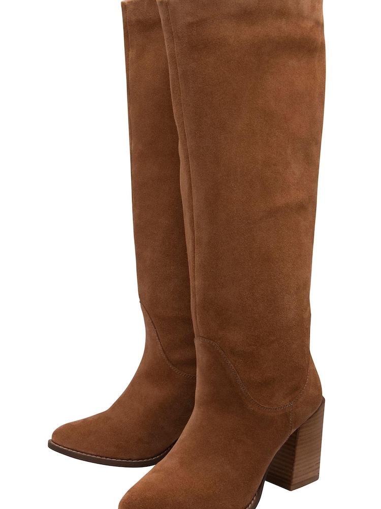 Ravel Brown Suede Zip-Up Knee High Boots - Image 2 of 4