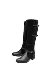 Ravel Black Leather & Suede Zip-Up Knee High Boots - Image 2 of 4