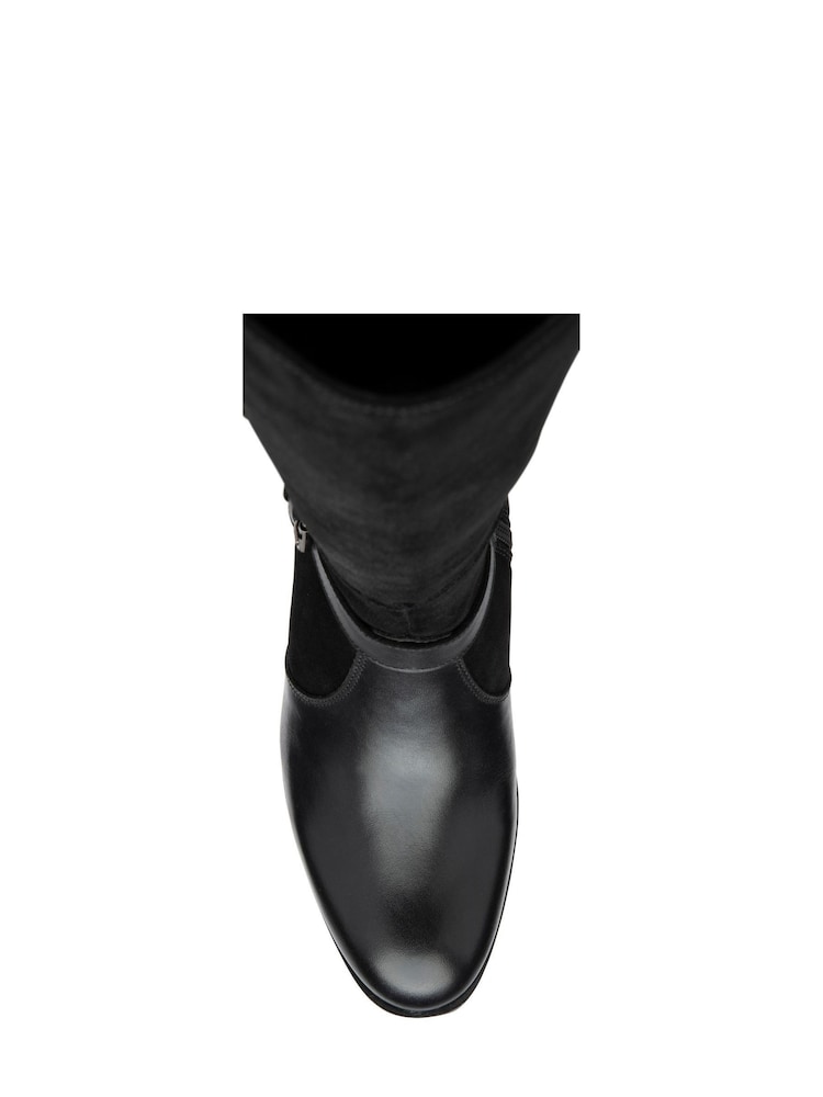 Ravel Black Leather & Suede Zip-Up Knee High Boots - Image 4 of 4
