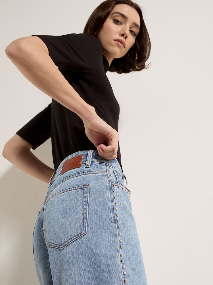 Apricot Blue Maca Stud Straight-Leg Jeans - Image 6 of 6