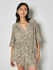 Apricot Green Ikat Shimmer Blouse - Image 2 of 4