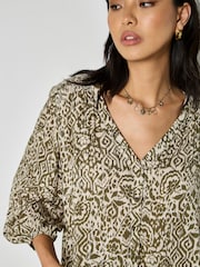 Apricot Green Ikat Shimmer Blouse - Image 3 of 4