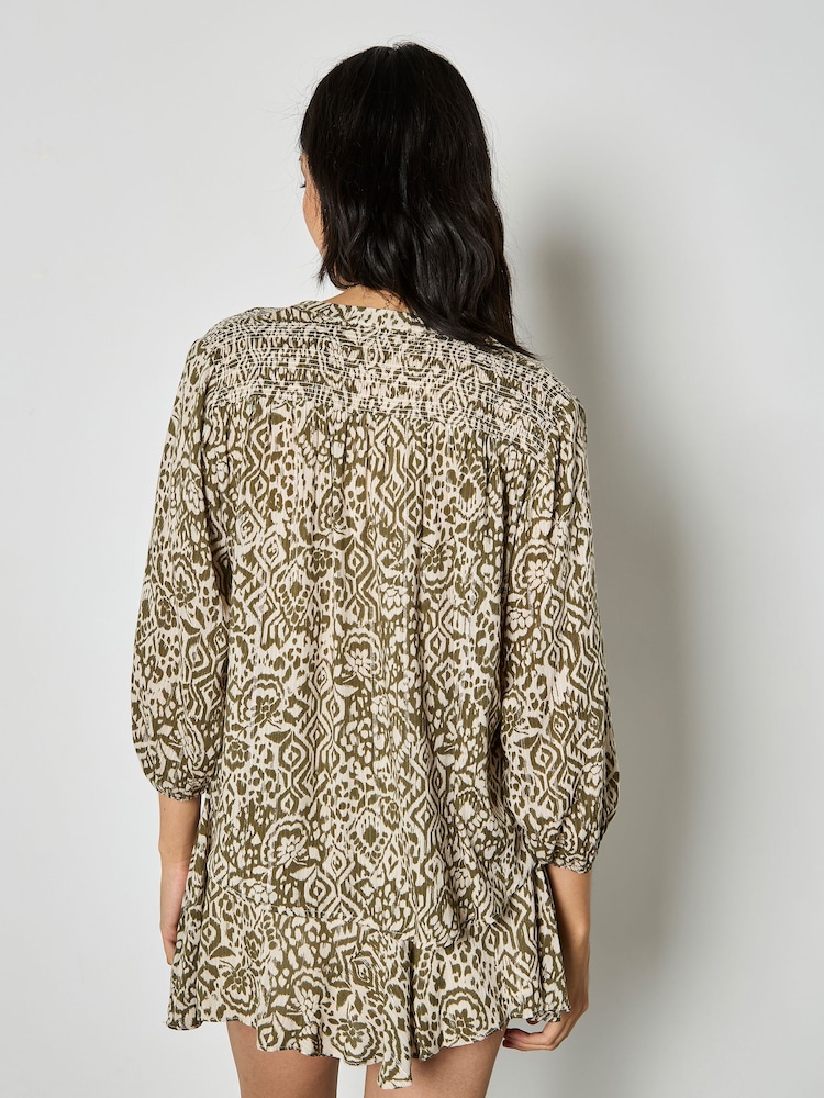 Apricot Green Ikat Shimmer Blouse - Image 4 of 4