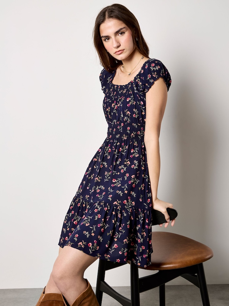 Azul - Apricot Vintage Floral Mini Dress - Imagen 1 de 5
